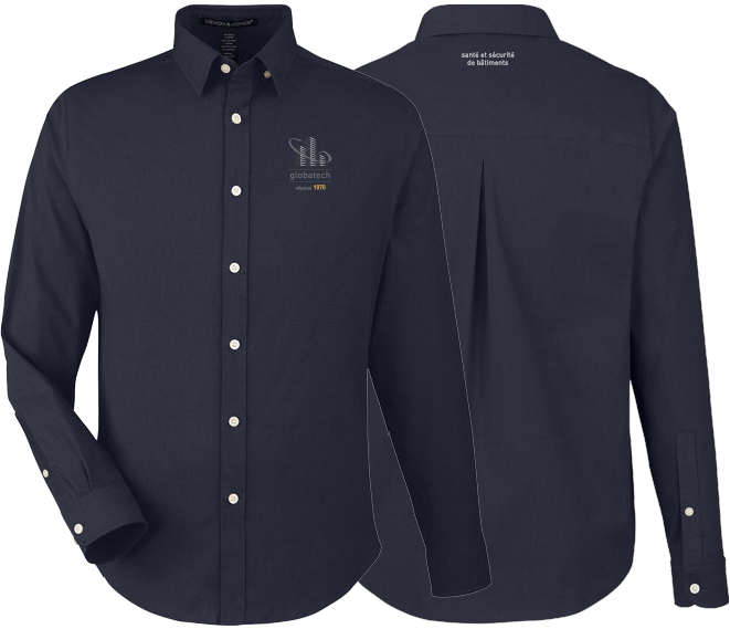 GLOBATECH - DG505 - Chemise Spencer en popeline homme - BR. 13122 (AVG) + BR. 13127 (NUQUE)