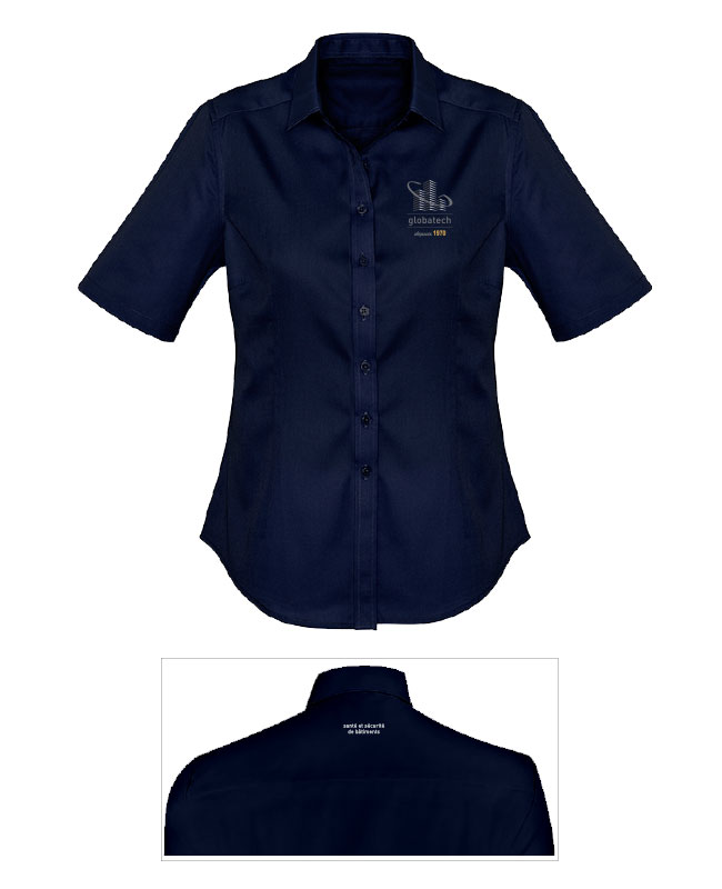 GLOBATECH ADMINISTRATION - S522LS Short Sleeve Shirt Woman (NAVY) - 13122 (AVG) + 13127 (NUQUE)